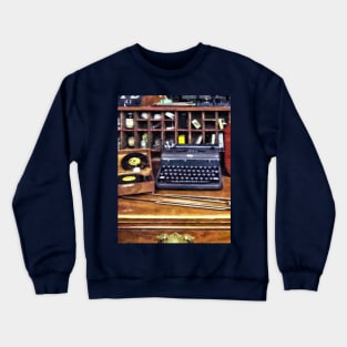 Vintage Typewriter and Vinyls Crewneck Sweatshirt